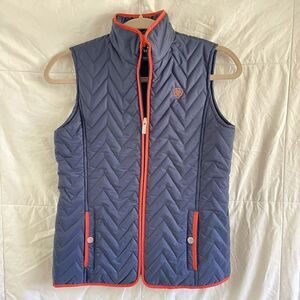 Ariat Ashley Quilted Girls Vest Size XL 14 Navy Riding  Blue Sleeveless Red Trim